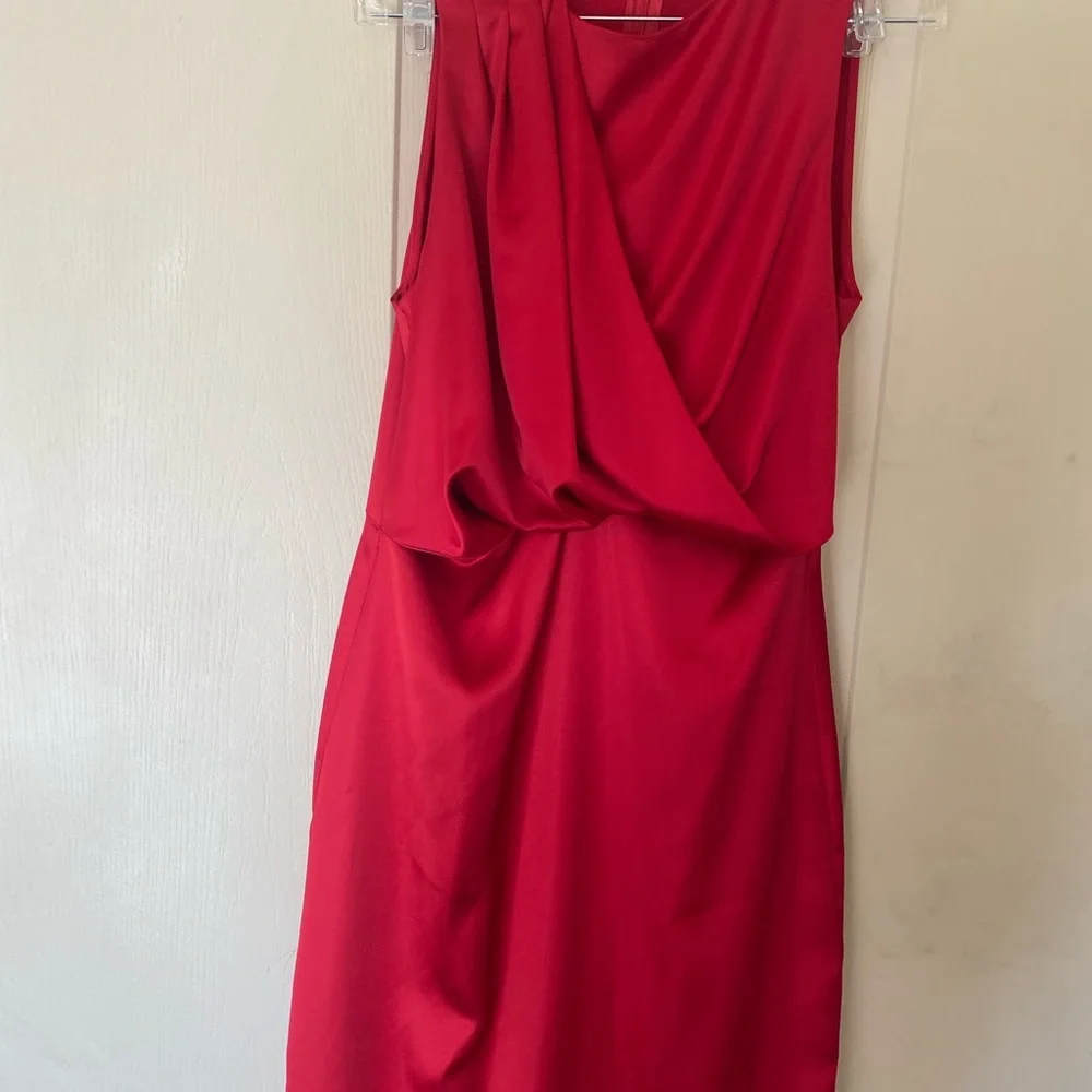 ZARA Red Sleeveless Draped Maxi Dress Women’s Stretch Evening Size Large - Picture 6 of 6